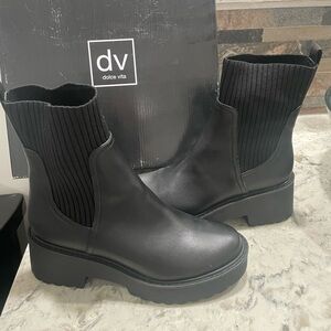 Dolce Vita Black Chunky Platform Chelsea Booties